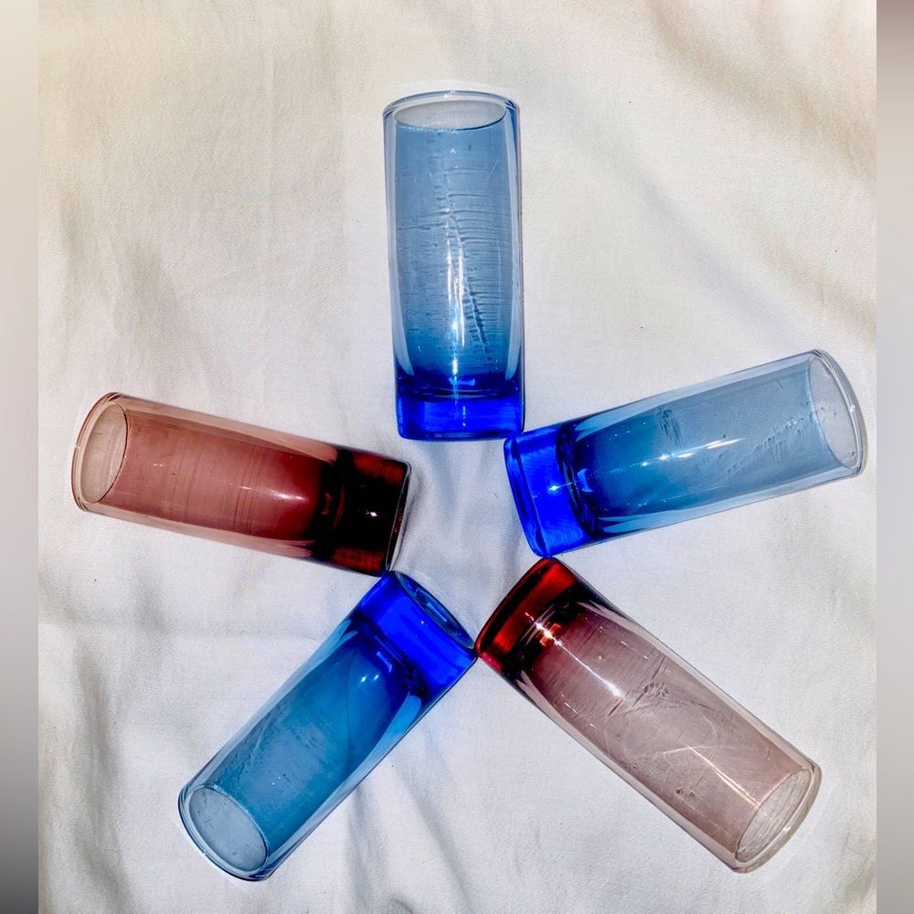 Vintage Chimney Schnapps Glass 1 Set of 5 Assorted Colors 1950s